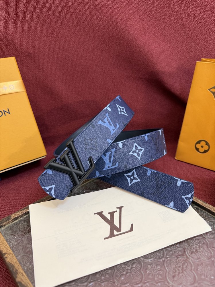 LV 정품 가죽 벨트 4.0cm 파란색/흰색 001-284174