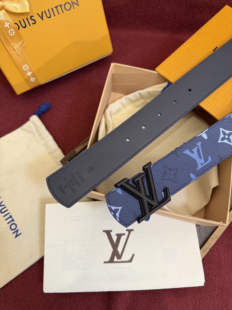 LV 정품 가죽 벨트 4.0cm 파란색/흰색 001-284174
