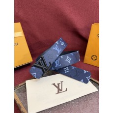 LV 정품 가죽 벨트 4.0cm 파란색/흰색 001-284174
