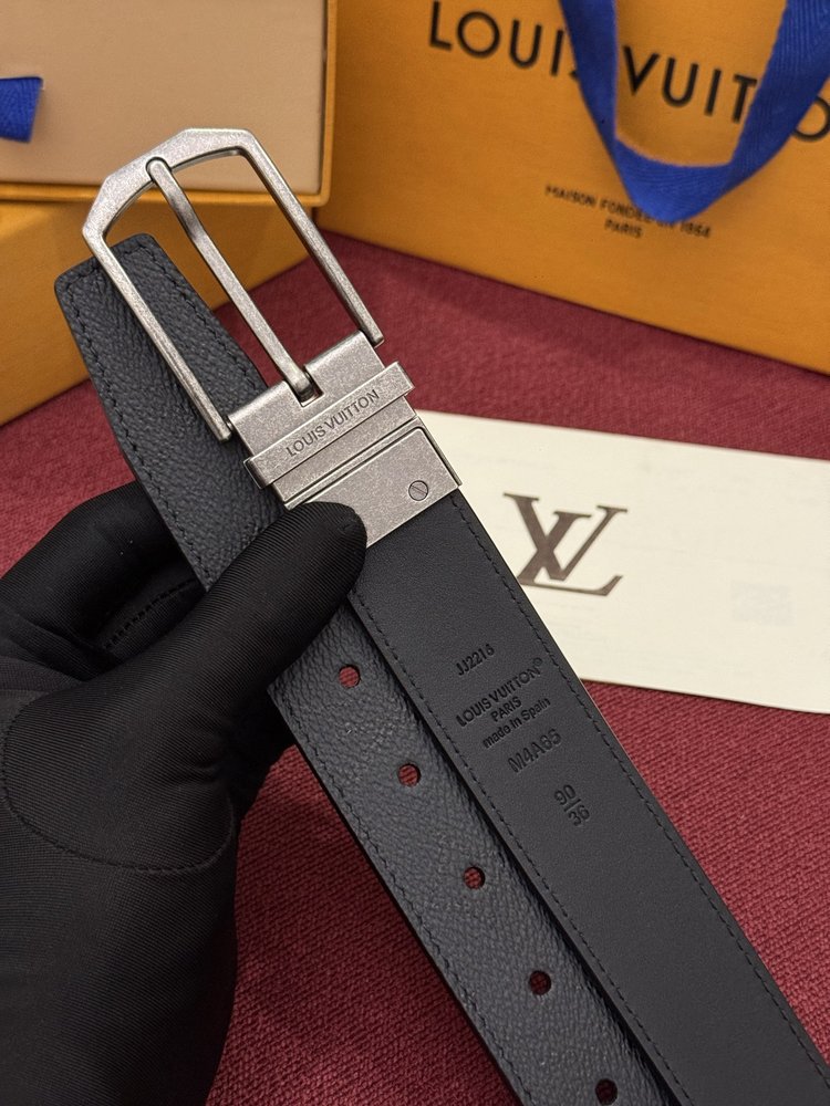 LV 가는 글자 프린트 미드나이트 35mm 리버시블 벨 001-284216
