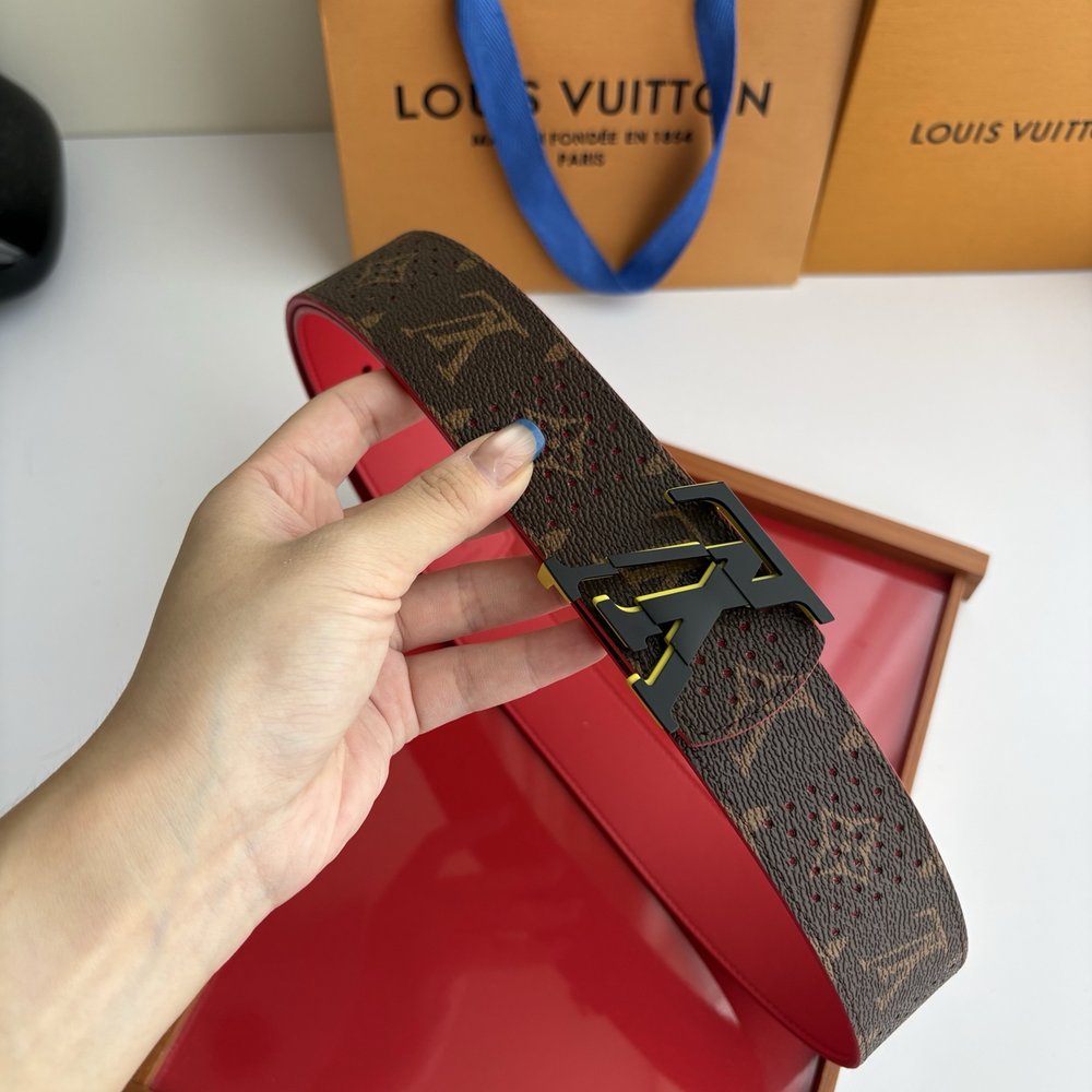 LV 모노그램 양면 벨트 빨간색 검정색 4.0cm 001-284233