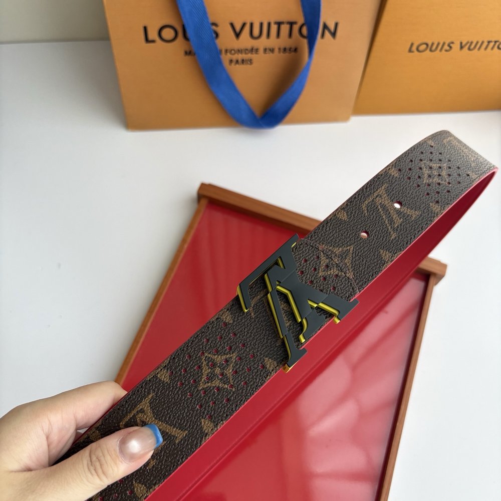 LV 모노그램 양면 벨트 빨간색 검정색 4.0cm 001-284233