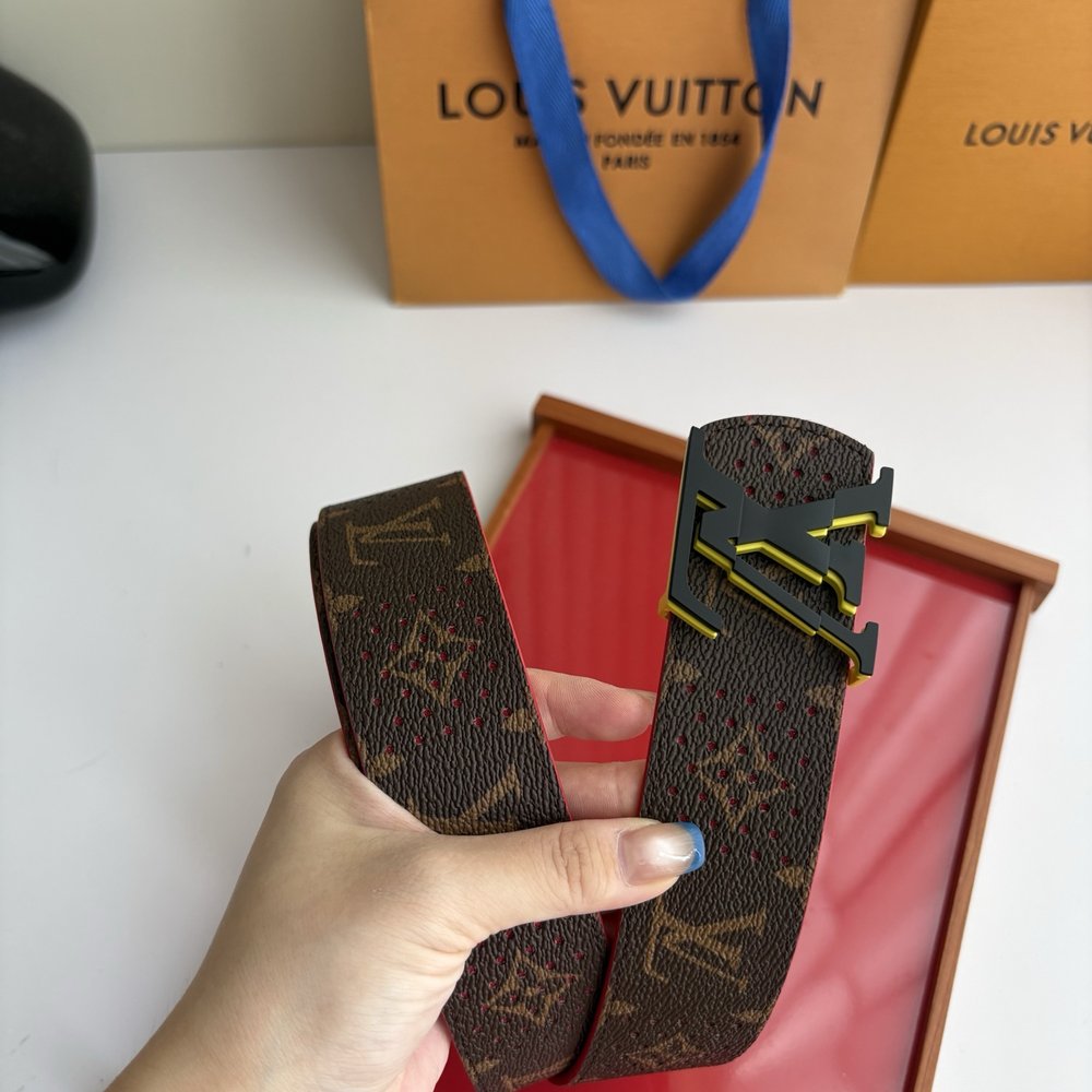 LV 모노그램 양면 벨트 빨간색 검정색 4.0cm 001-284233