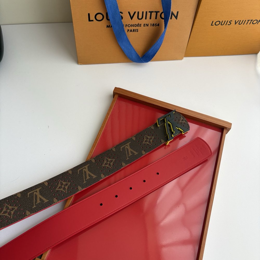 LV 모노그램 양면 벨트 빨간색 검정색 4.0cm 001-284233