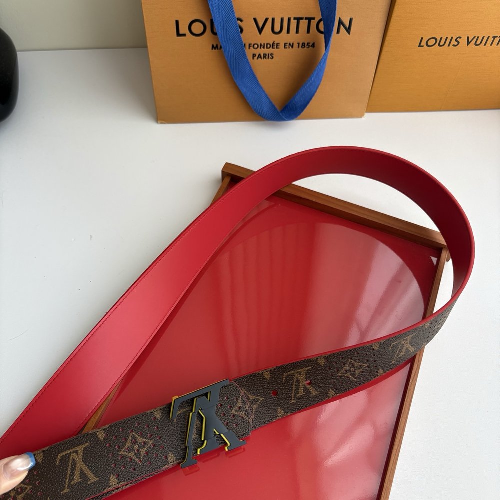 LV 모노그램 양면 벨트 빨간색 검정색 4.0cm 001-284233