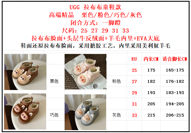 고급 버전 UGG 라부부 아동화 001-284650