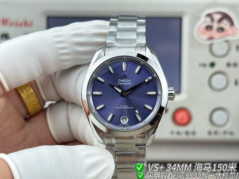VS+ 오메가 씨마스터 여성용 기계식 시계 34mm 001-285444