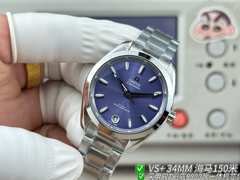 VS+ 오메가 씨마스터 여성용 기계식 시계 34mm 001-285444