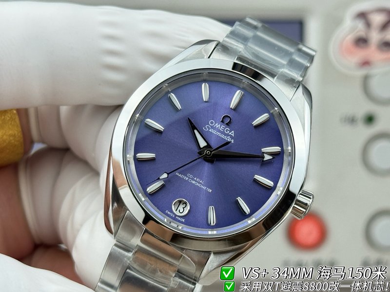 VS+ 오메가 씨마스터 여성용 기계식 시계 34mm 001-285444