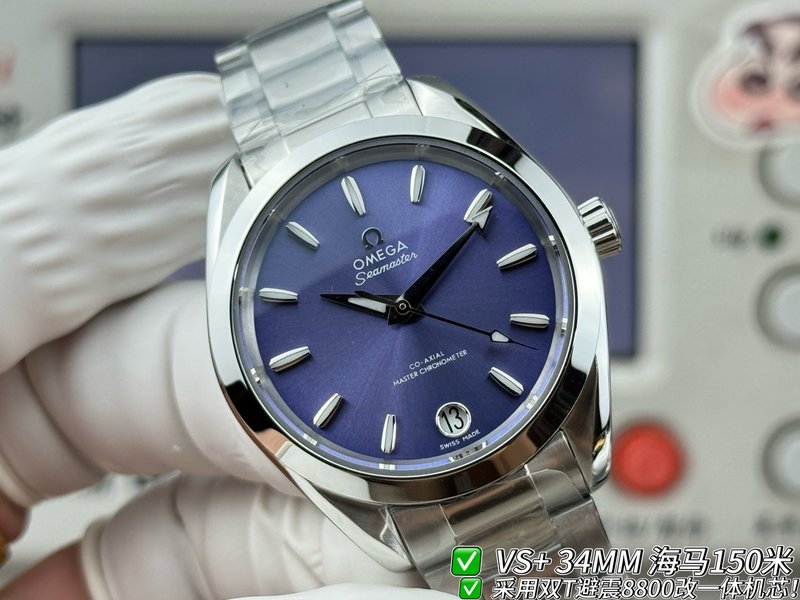 VS+ 오메가 씨마스터 여성용 기계식 시계 34mm 001-285444