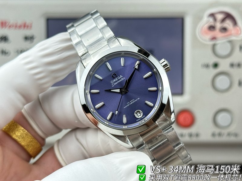 VS+ 오메가 씨마스터 여성용 기계식 시계 34mm 001-285444