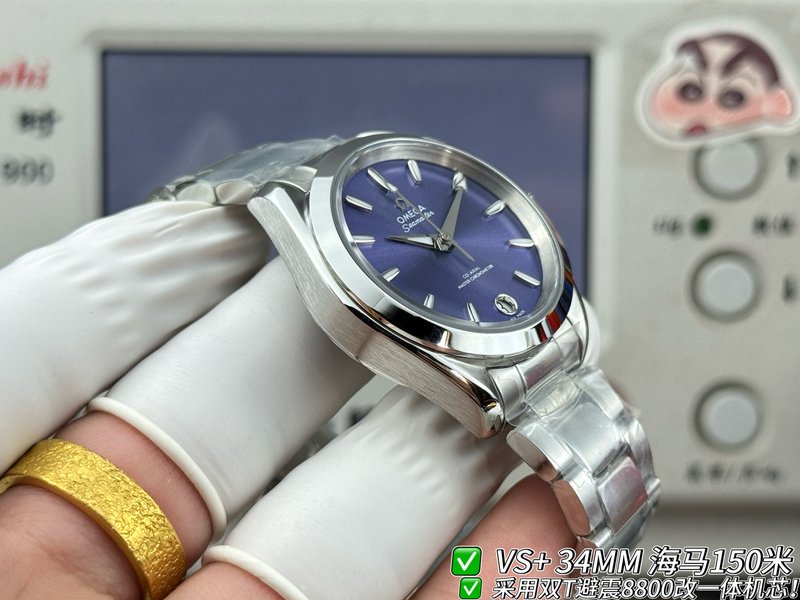VS+ 오메가 씨마스터 여성용 기계식 시계 34mm 001-285444