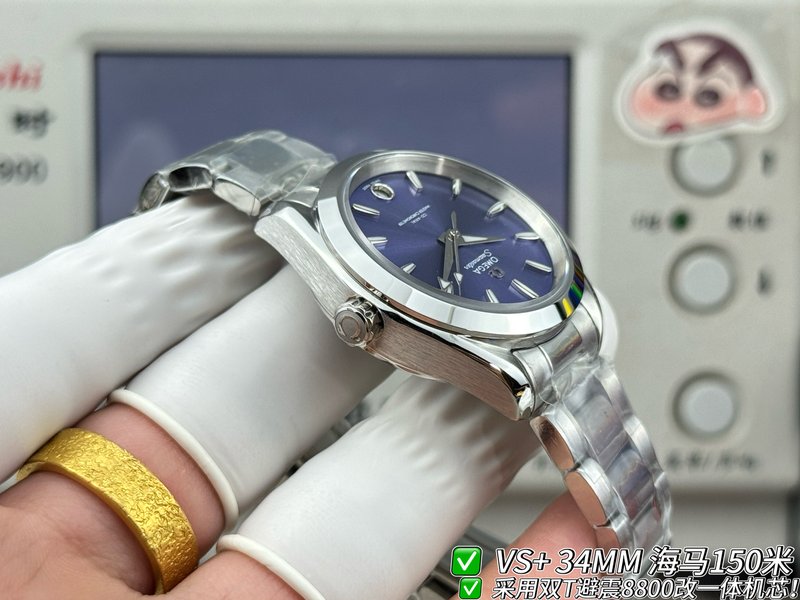 VS+ 오메가 씨마스터 여성용 기계식 시계 34mm 001-285444
