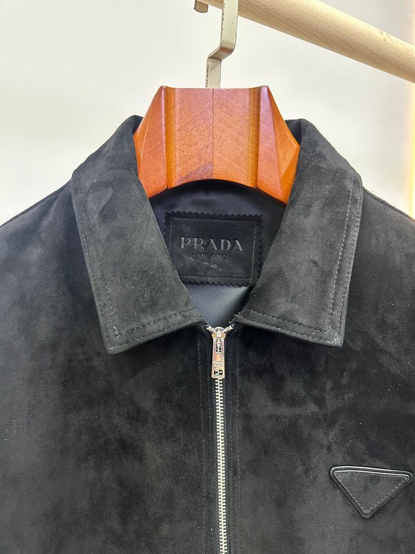 Prada 검정 스웨이드 양가죽 자켓 001-285522