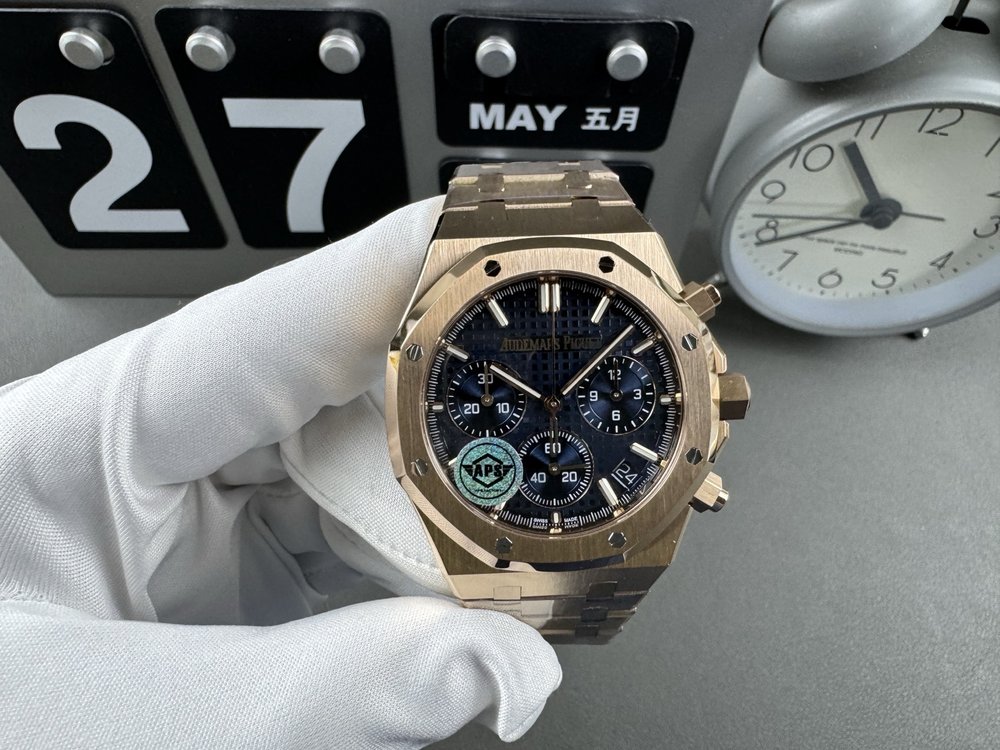 에이피 로즈골드 블루 다이얼 시계 41mm 001-285620