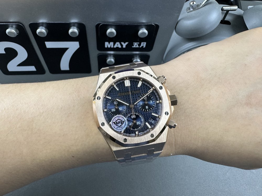 에이피 로즈골드 블루 다이얼 시계 41mm 001-285620