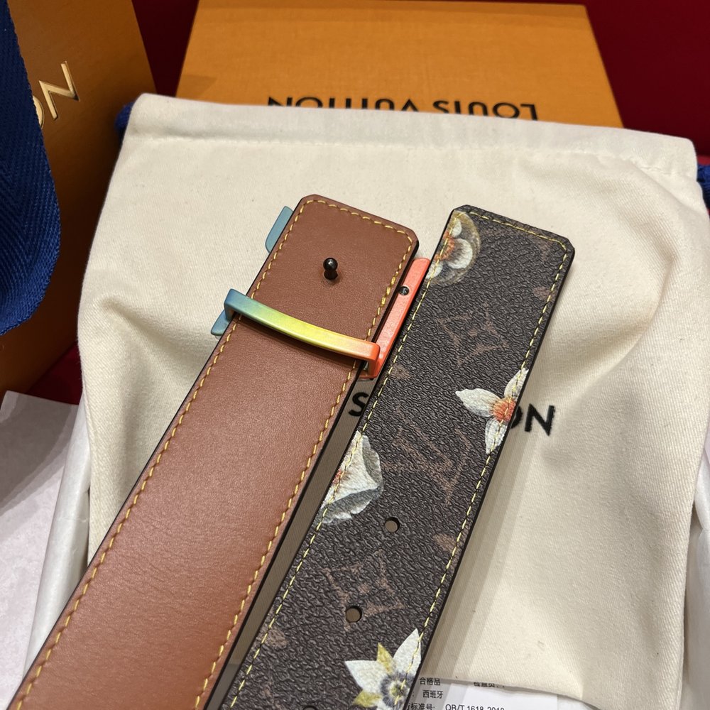 루이비통 커스텀 캔버스 양면 벨트 4cm 001-285755