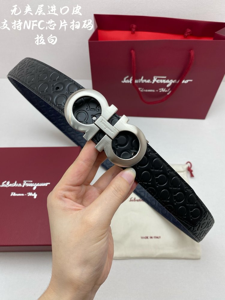 페라가모 NFC 칩 스캔 정품 벨트 3.5cm 001-285848