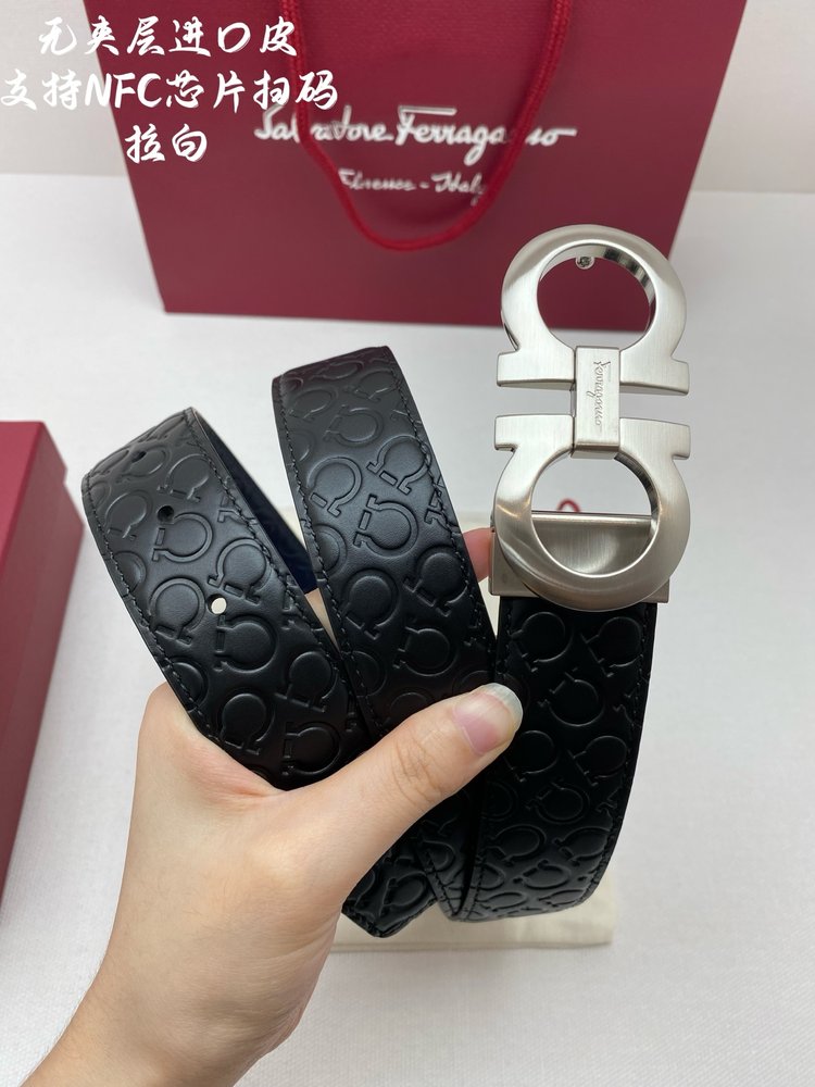 페라가모 NFC 칩 스캔 정품 벨트 3.5cm 001-285848
