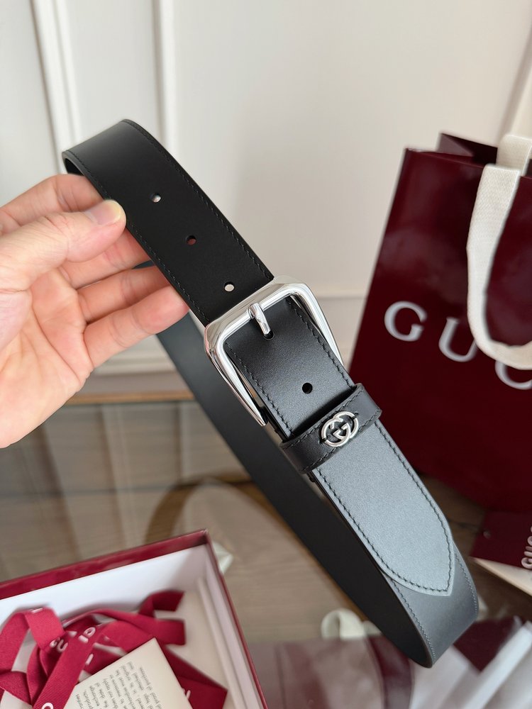 Gucci 송아지 가죽 입체 GG 하드웨어 벨트 001-285985
