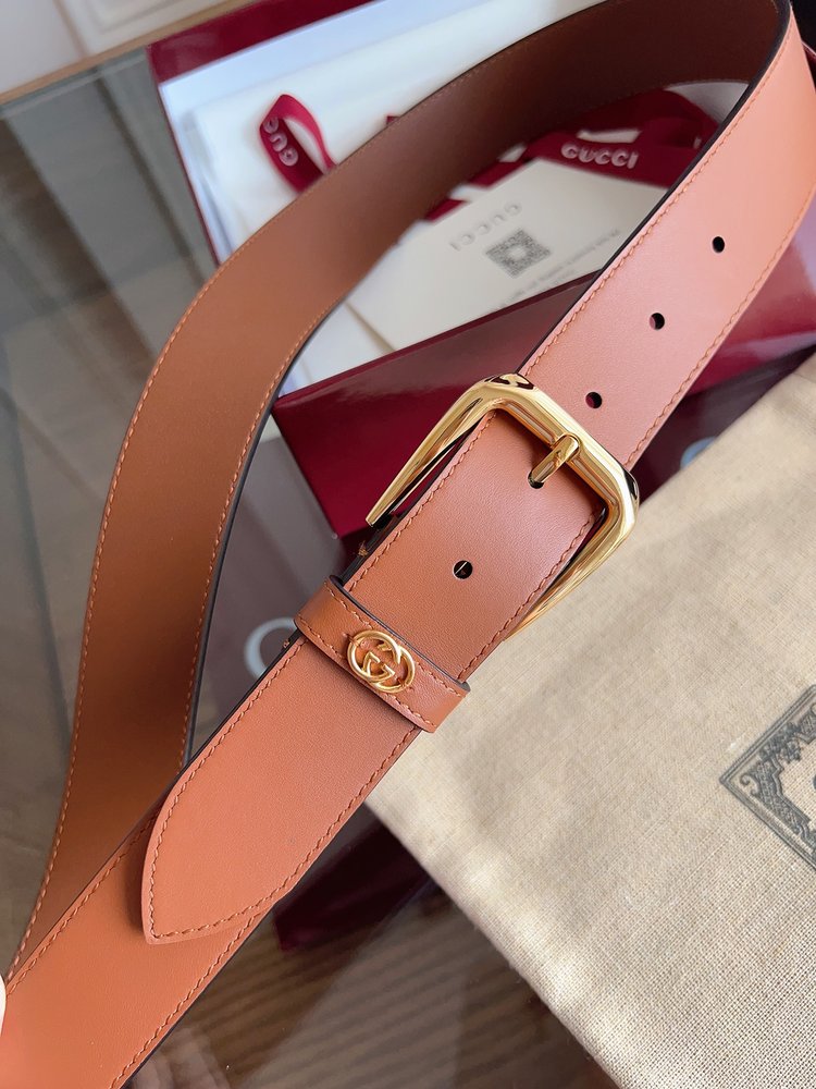 Gucci 브라운 송아지가죽 사각 버클 벨트 001-285986