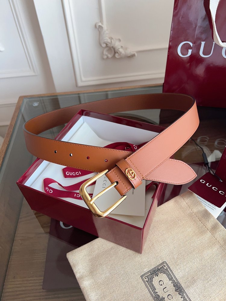 Gucci 브라운 송아지가죽 사각 버클 벨트 001-285986