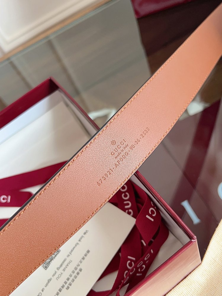 Gucci 브라운 송아지가죽 사각 버클 벨트 001-285986