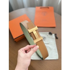 에르메스 H버클 양면 벨트 아이보리/골드 001-286017