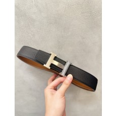 클래식 무광 브러시드 실버 H 버클 양면 벨트 001-286027