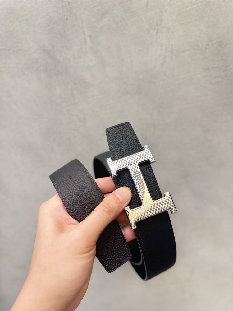 체크무늬 미러 H 버클 벨트 001-286028