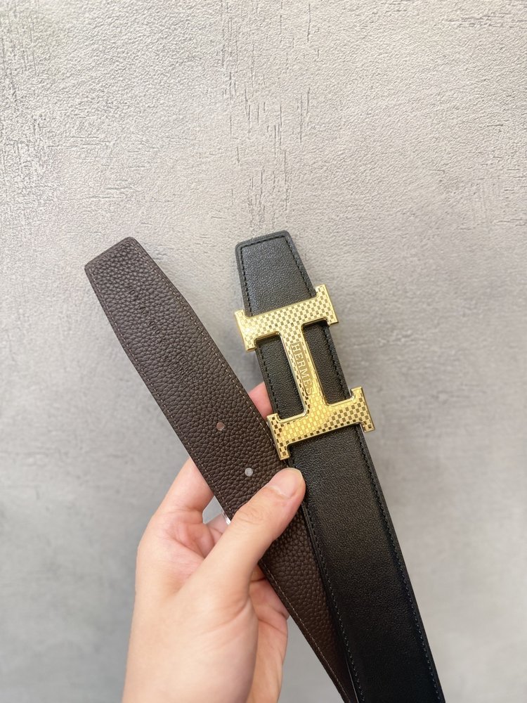 격자무늬 미러 H 버클 벨트 001-286030
