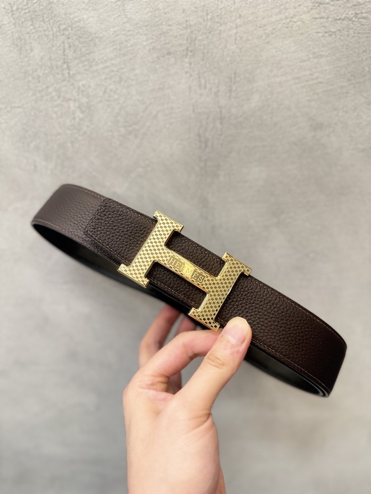 격자무늬 미러 H 버클 벨트 001-286030