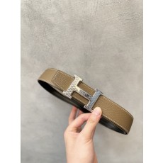 격자무늬 미러 H버클 벨트 코끼리 회색 001-286031