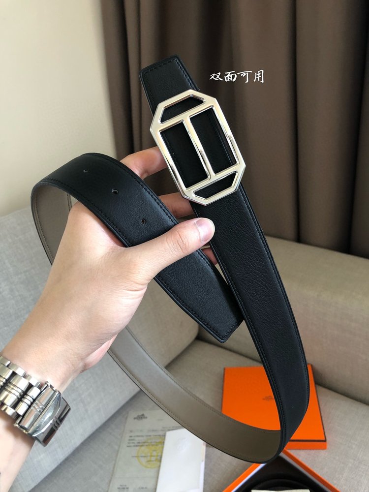 에르메스 양면 송아지 가죽 벨트 38mm 001-286046