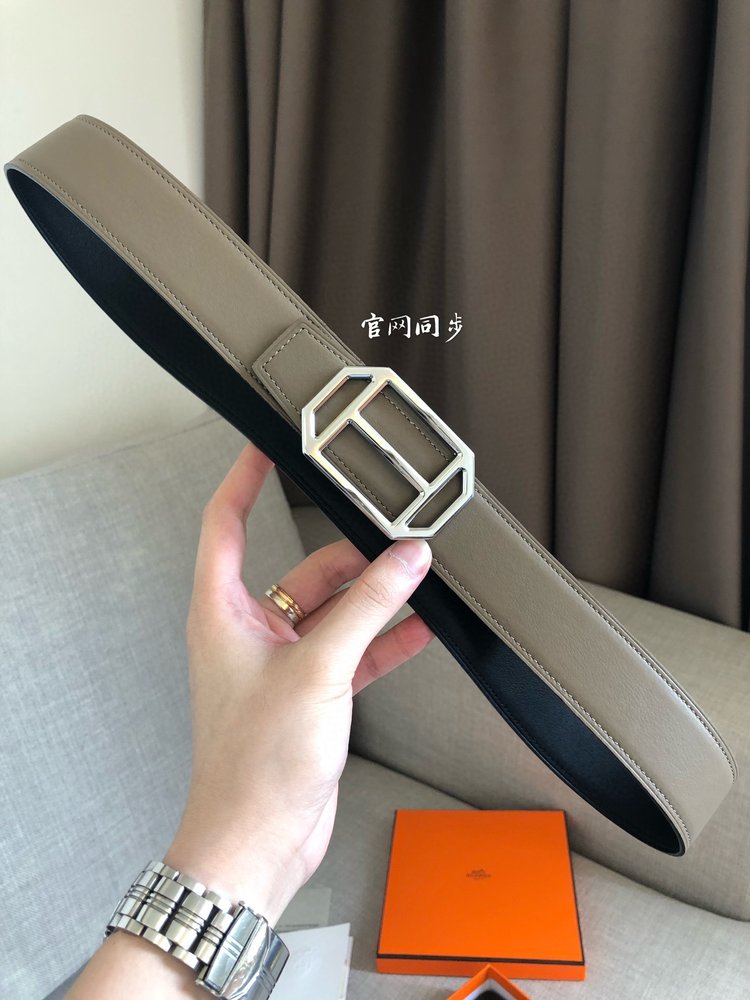 에르메스 양면 송아지 가죽 벨트 38mm 001-286046
