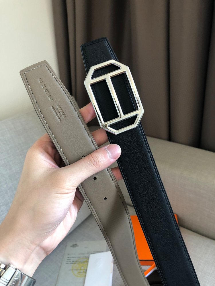 에르메스 양면 송아지 가죽 벨트 38mm 001-286046