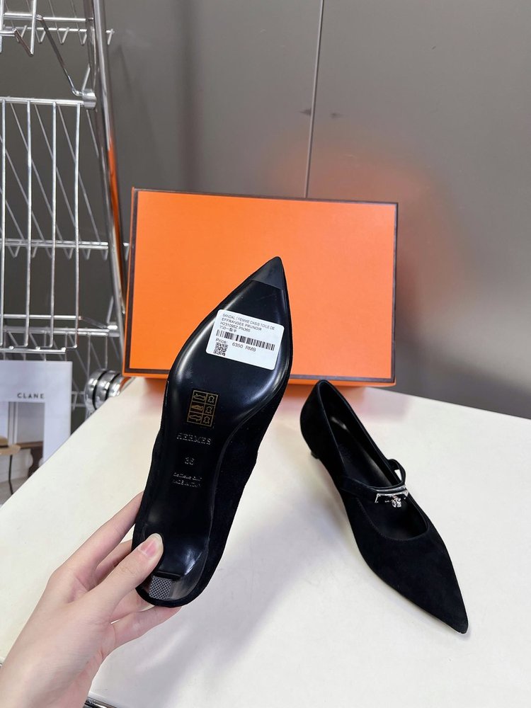 에르메스 kelly 버클 뾰족코 캣힐 펌프스 001-286087