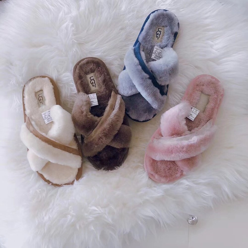 UGG 가을 신상 크로스 스트랩 울 슬리퍼 001-286119