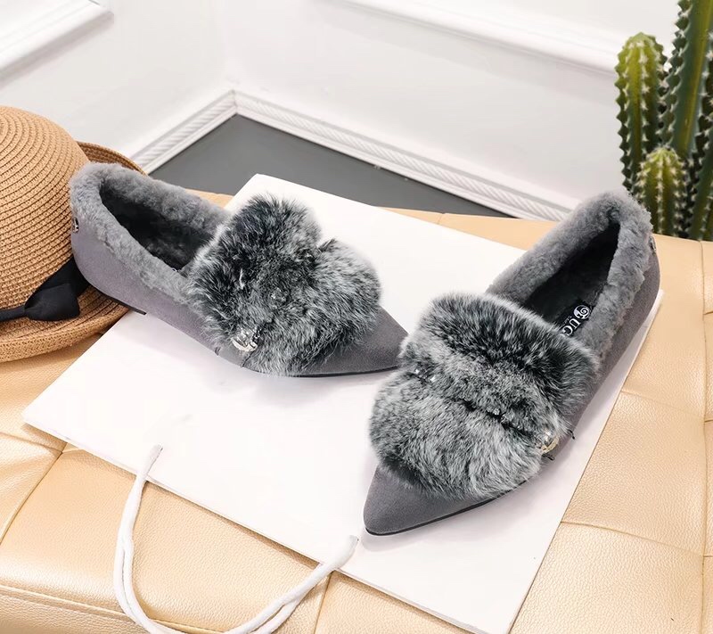 UGG 토끼털 라인스톤 플랫슈즈 001-286159