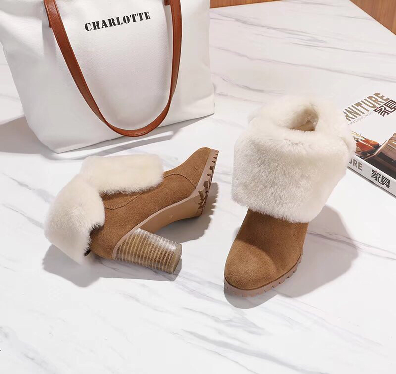 UGG 고광택 소가죽 스웨이드 퍼 앵클 부츠 001-286162