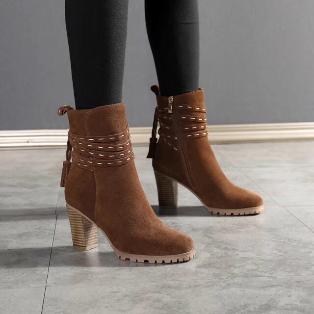 UGG 여성 부츠 힐 8.5cm 마크 라인 양모 원피 001-286192