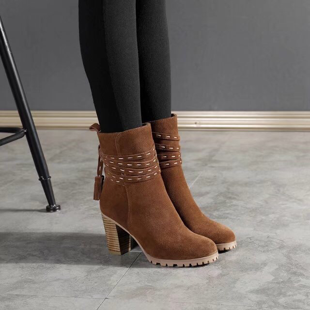 UGG 여성 부츠 힐 8.5cm 마크 라인 양모 원피 001-286192