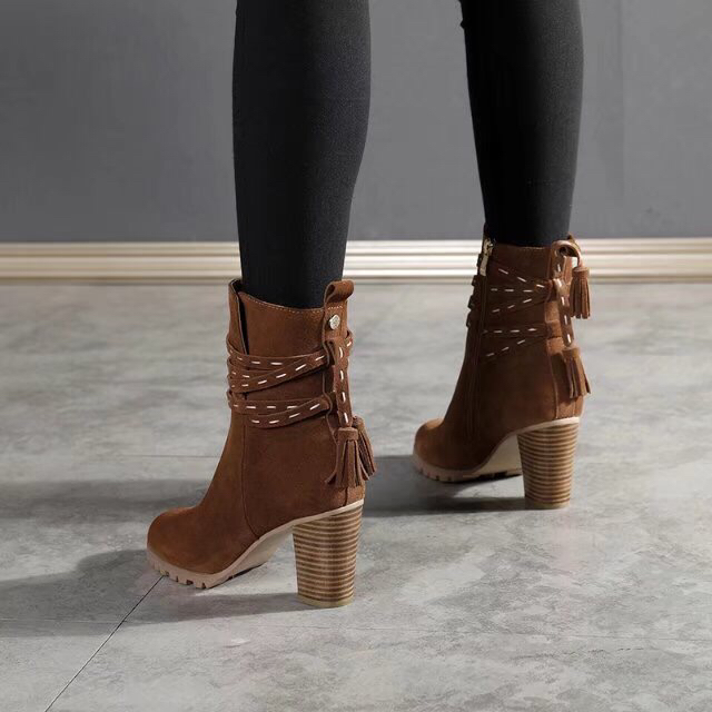 UGG 여성 부츠 힐 8.5cm 마크 라인 양모 원피 001-286192
