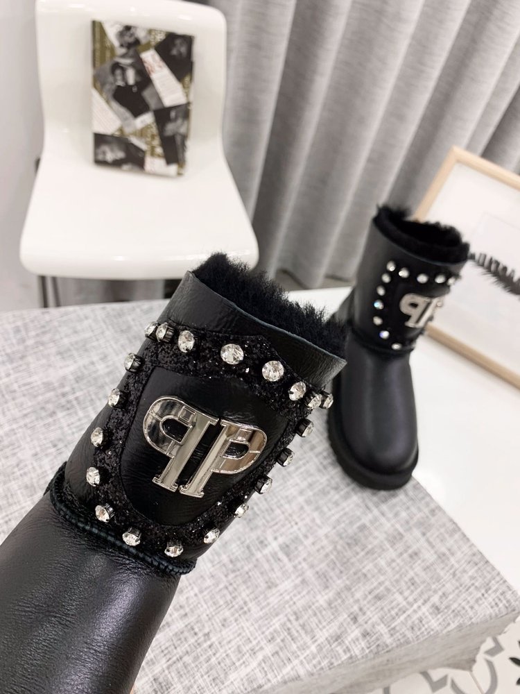 UGG 가죽 퍼 원피스 여성 부츠 001-286384