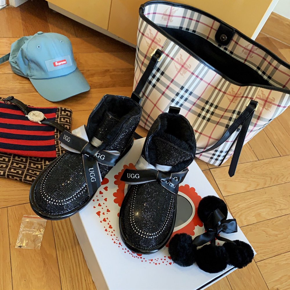 풀 스팽글 털폼폼 리본 UGG 부츠 001-286409