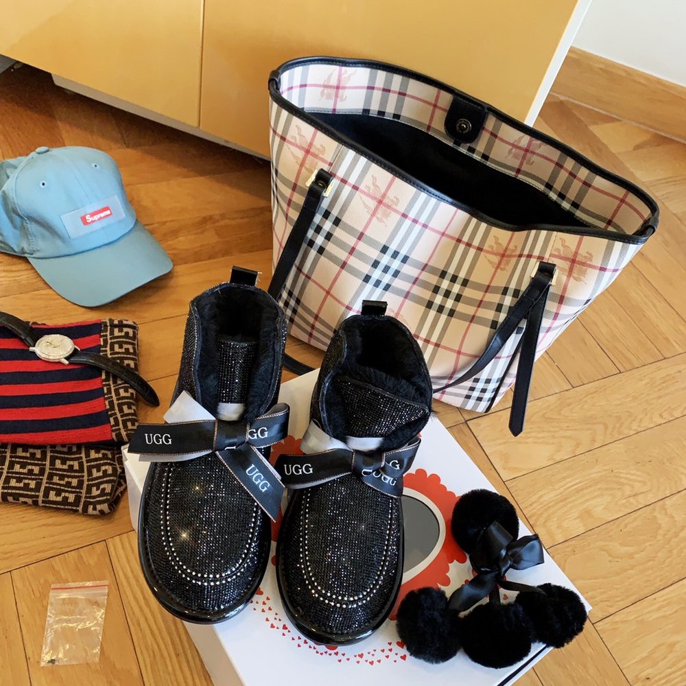 풀 스팽글 털폼폼 리본 UGG 부츠 001-286409