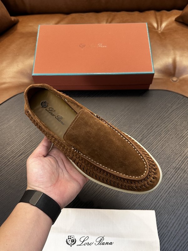 Loro Piana 클래식 모카신 방수 가죽 수제 직조 001-286904