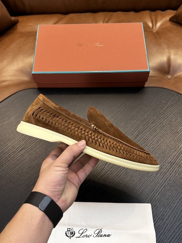 Loro Piana 클래식 모카신 방수 가죽 수제 직조 001-286904