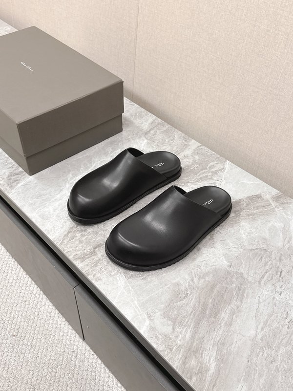 Rick Owens 레이스업 슬리퍼 스웨이드 블랙 001-287023