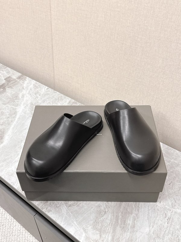 Rick Owens 레이스업 슬리퍼 스웨이드 블랙 001-287023